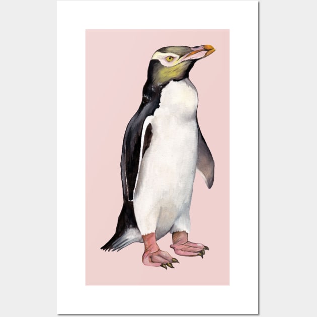 Yellow-eyed Penguin Wall Art by IndiasIllustrations